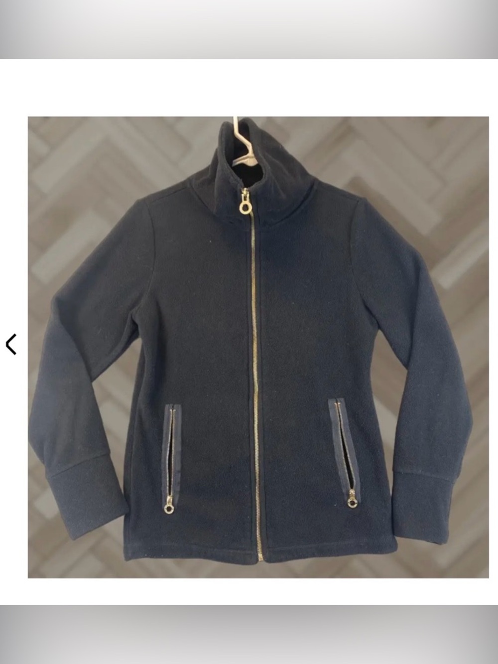Calvin Klein Black Zip-Up Puffer Jacket with Gold Zippers